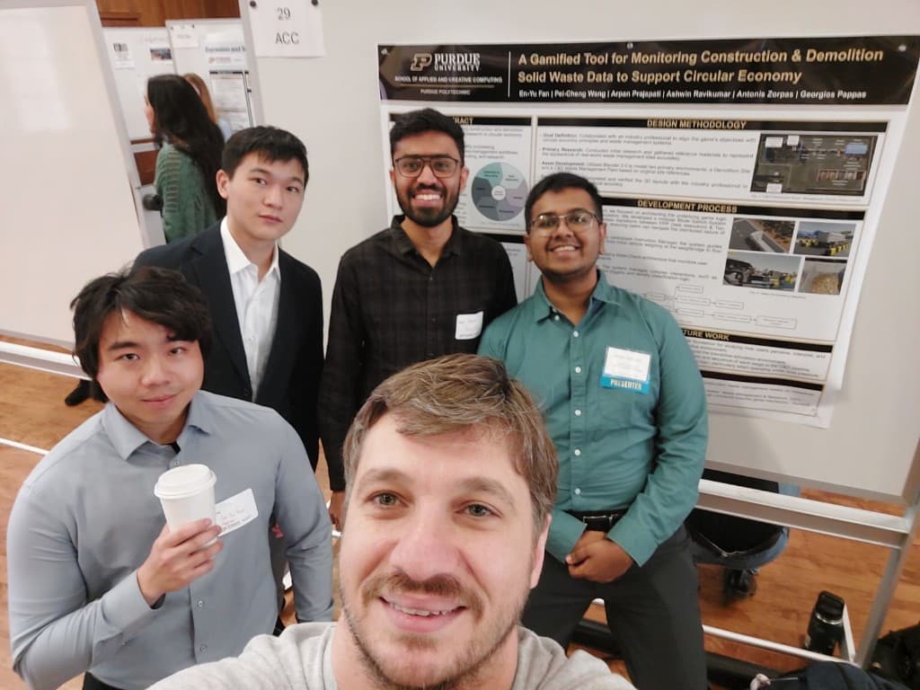 Team with circular waste research poster