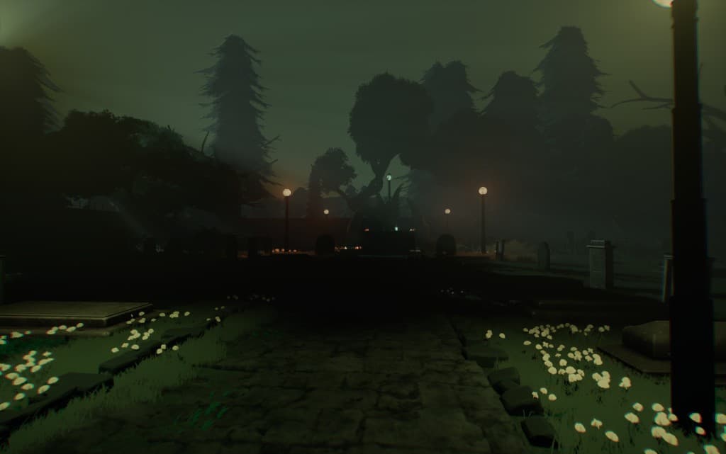 White Rabbit mansion gate at night